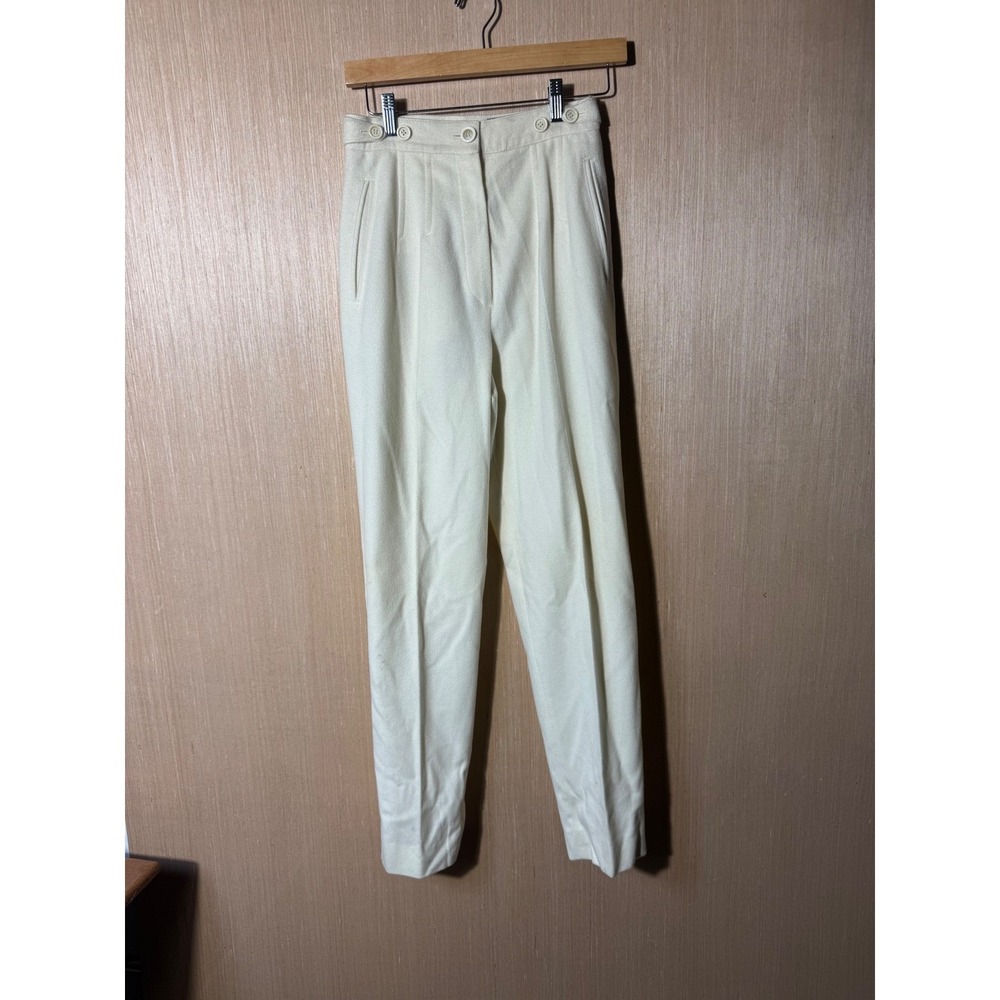 Maxfield $875 Los Angeles Cashmere Pants‎ Italy Women's Size 40 Cream High Waist